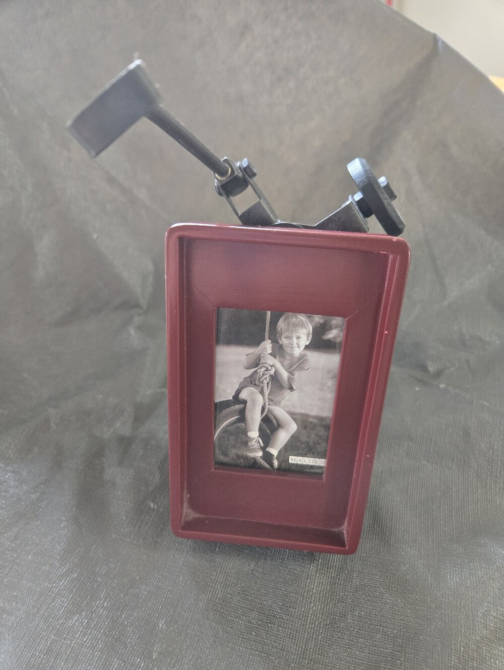 Malden Wagon Wheel Maroon Photo Frame with Metal Accent - Home Accents